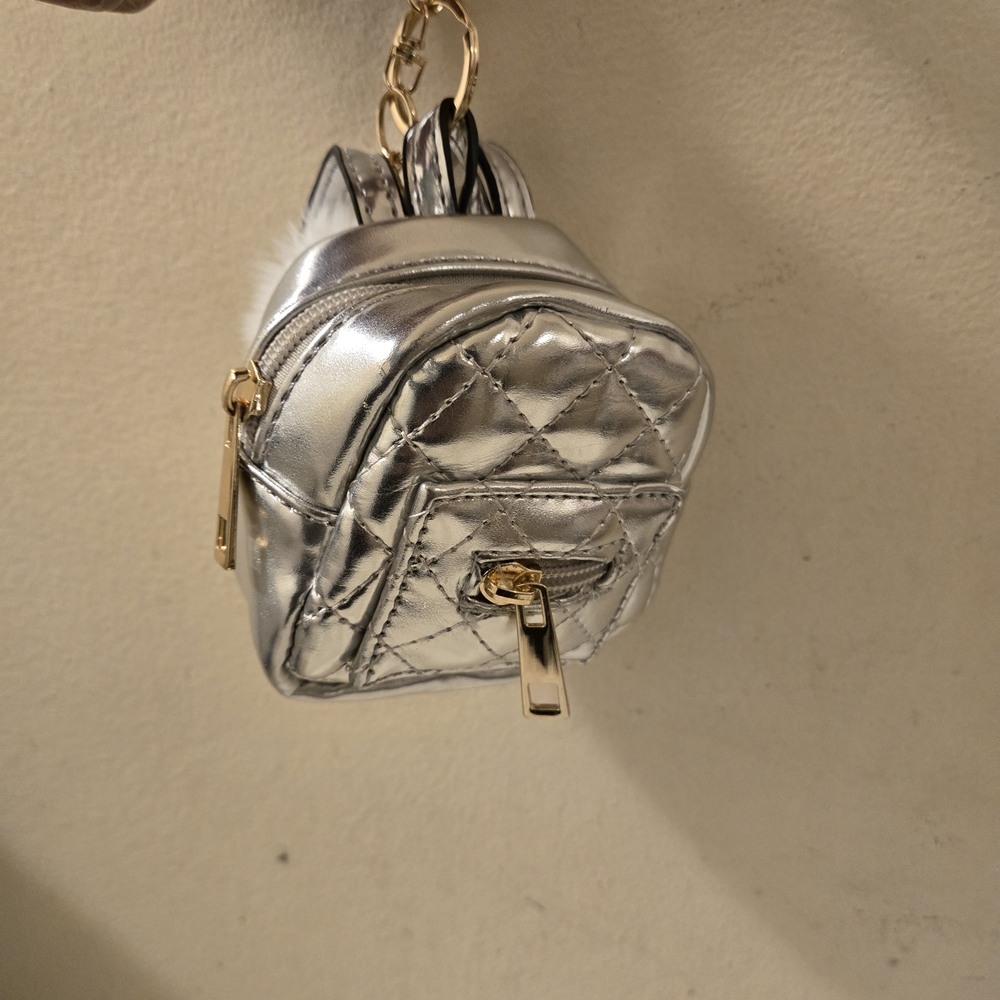 Silver Quilted Mini Backpack - Picture 3 of 7
